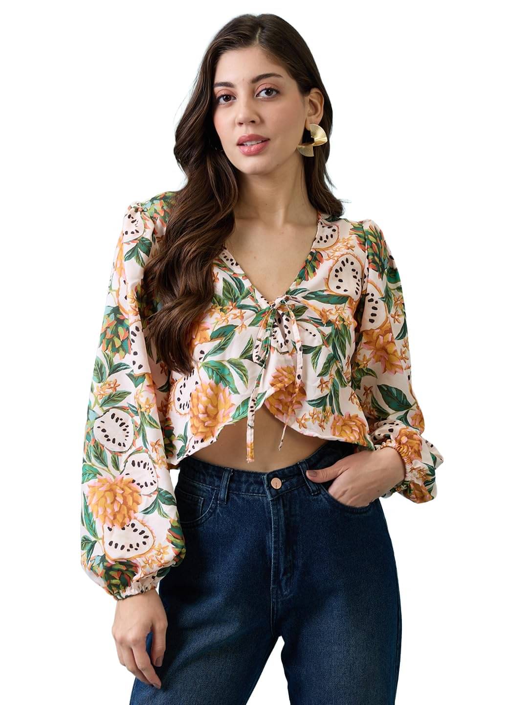 Globus Women's Rayon Crop Top ( Yellow ) Globus Women's Rayon Crop Top ( Yellow )