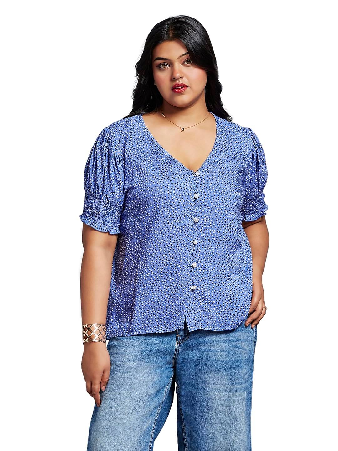 Globus Women's Rayon Regular Top ( Blue ) Globus Women's Rayon Regular Top ( Blue )