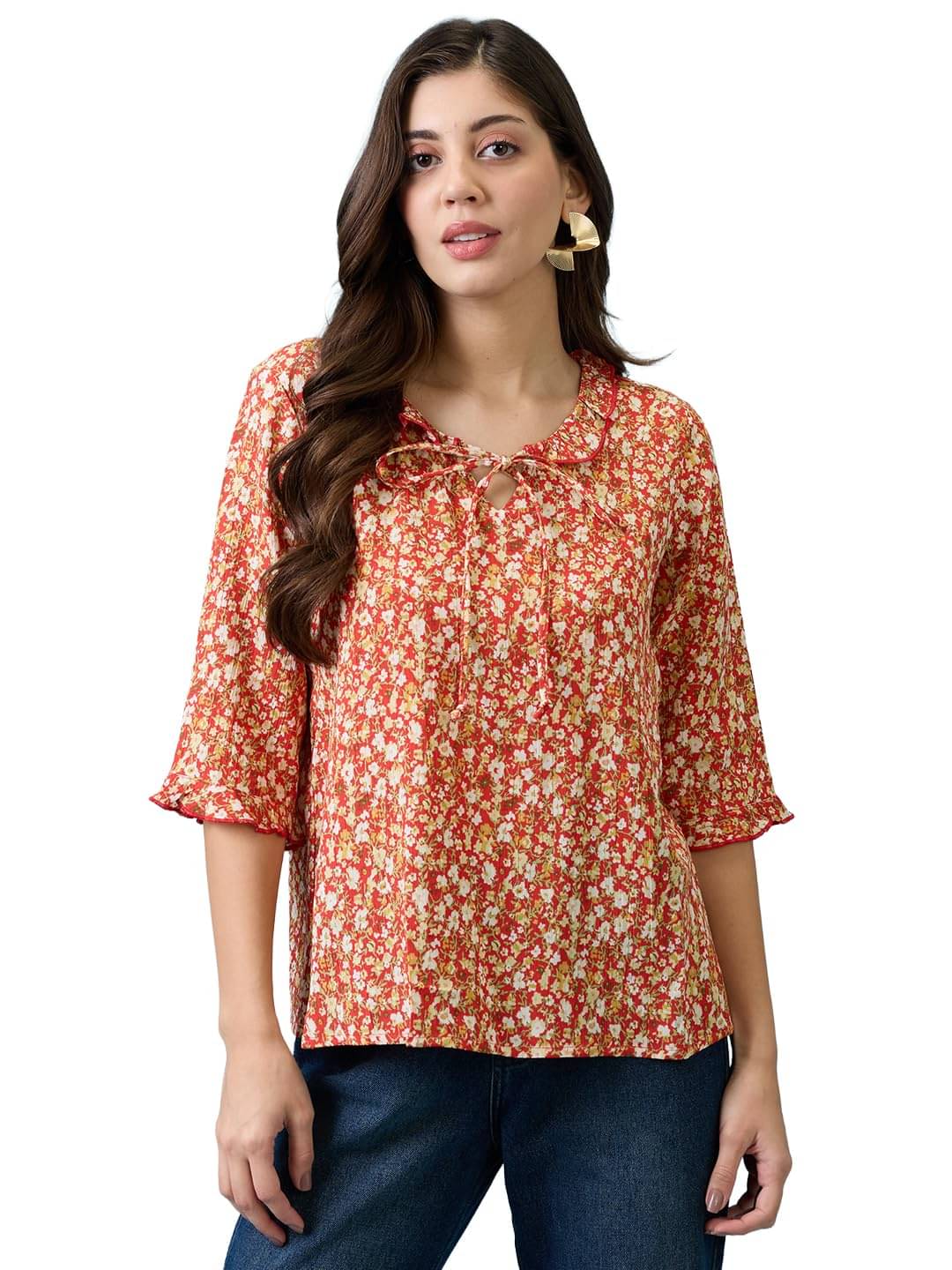     			Globus Women's Rayon Regular Top ( Red )