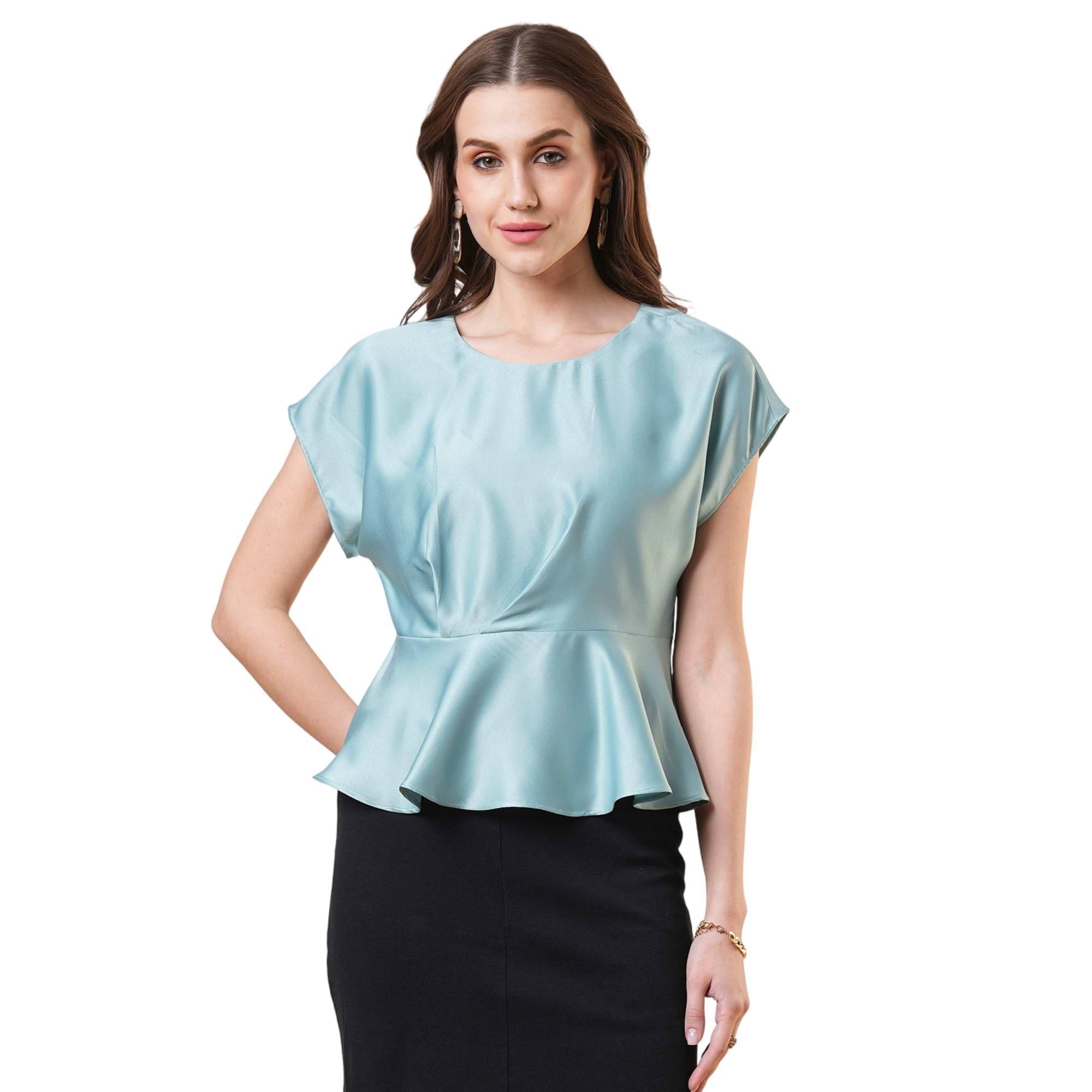     			Globus Women's Satin A-Line Top ( Green )