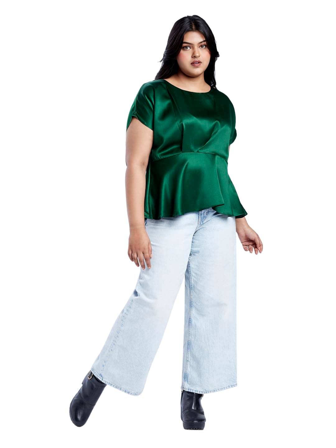     			Globus Women's Satin A-Line Top ( Green )