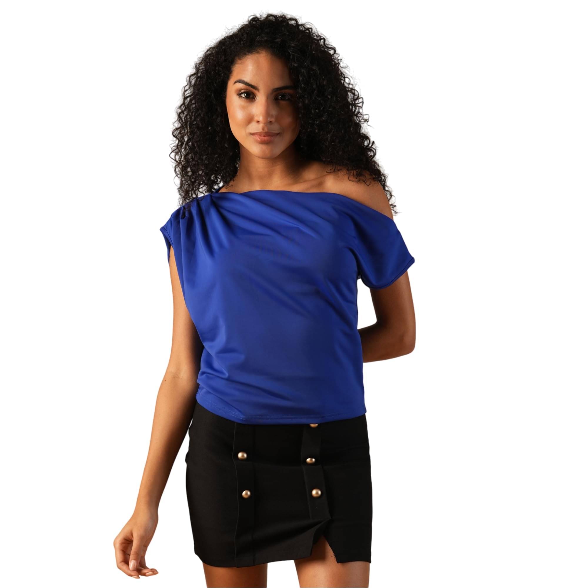     			Globus Women's Satin Crop Top ( Blue )