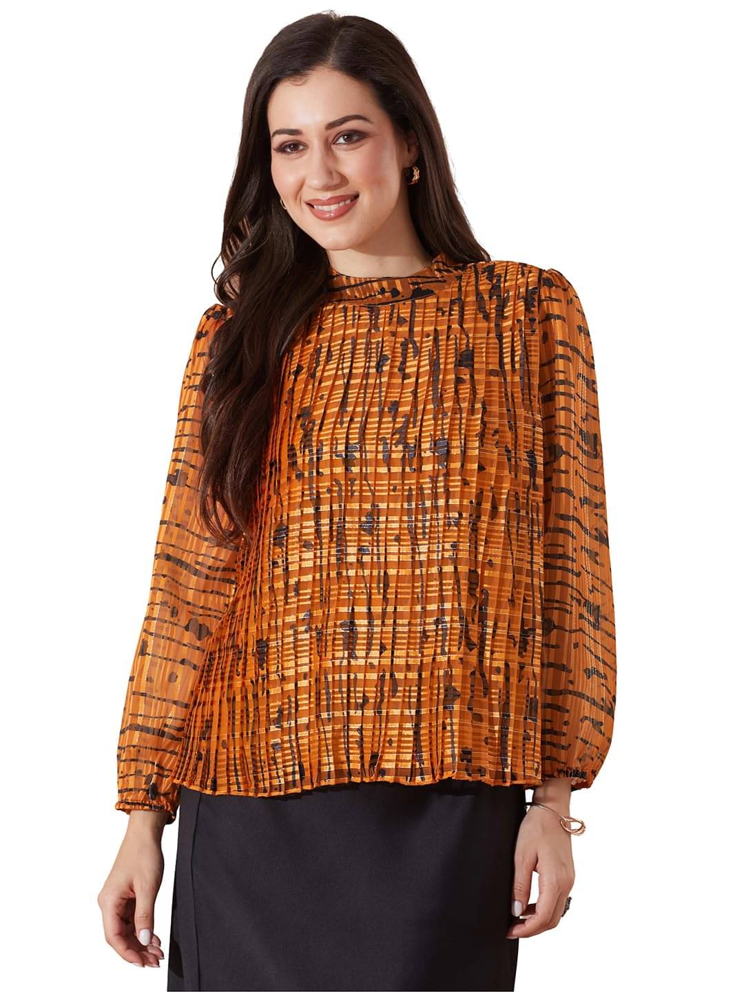     			Globus Women's Satin Regular Top ( Rust )