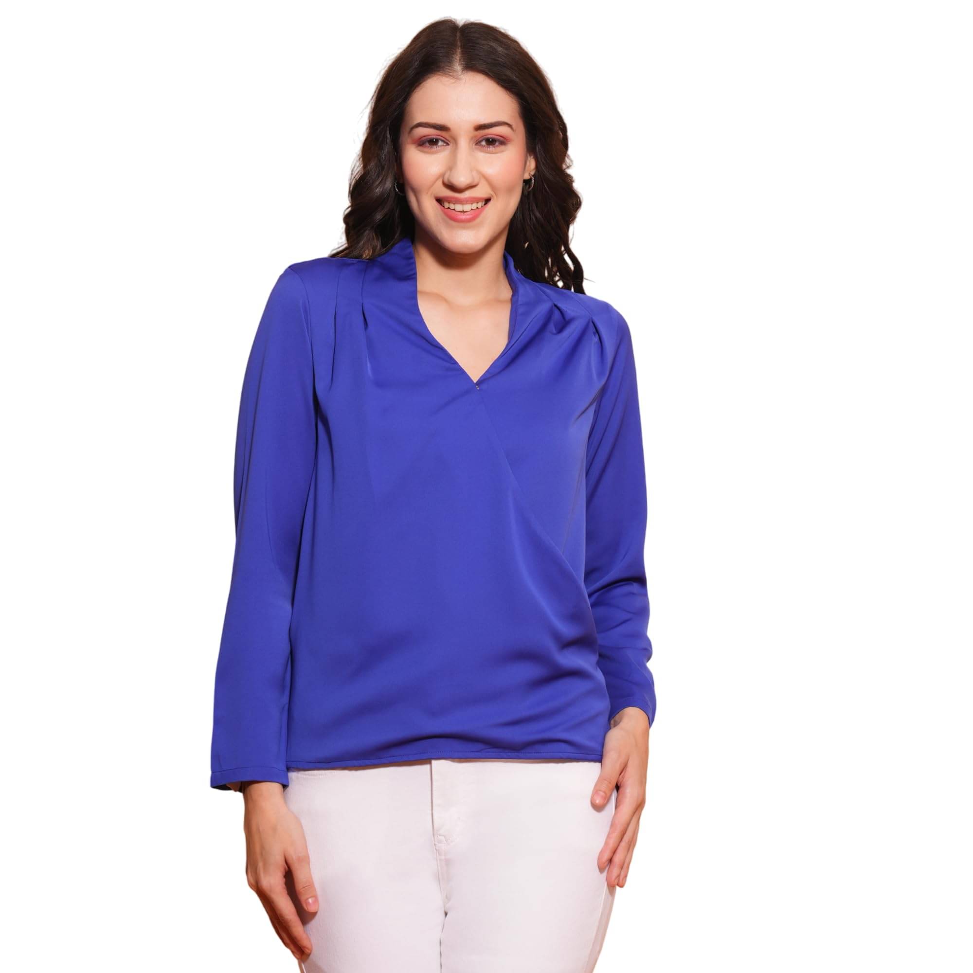     			Globus Women's Satin Regular Top ( Blue )