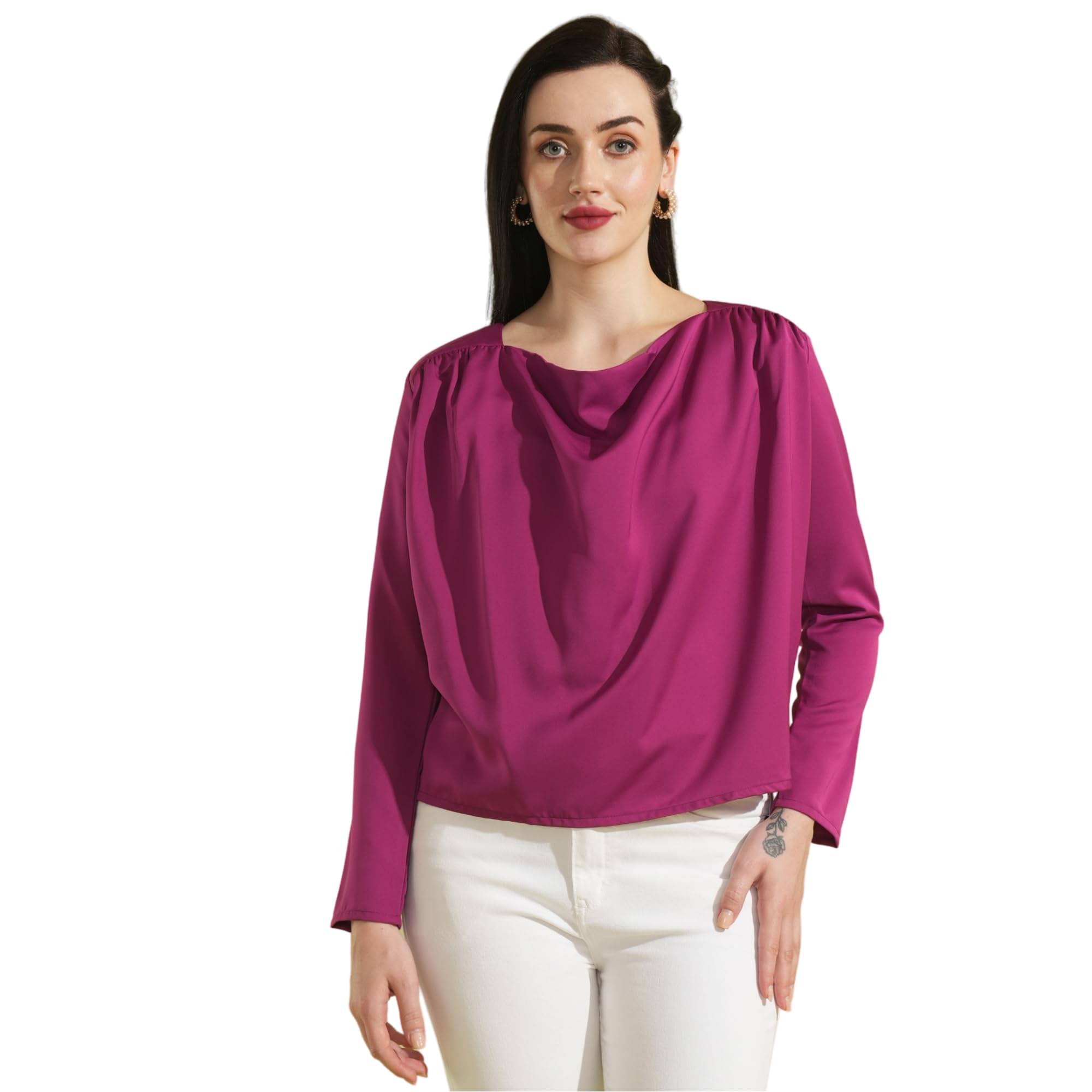     			Globus Women's Satin Regular Top ( Purple )