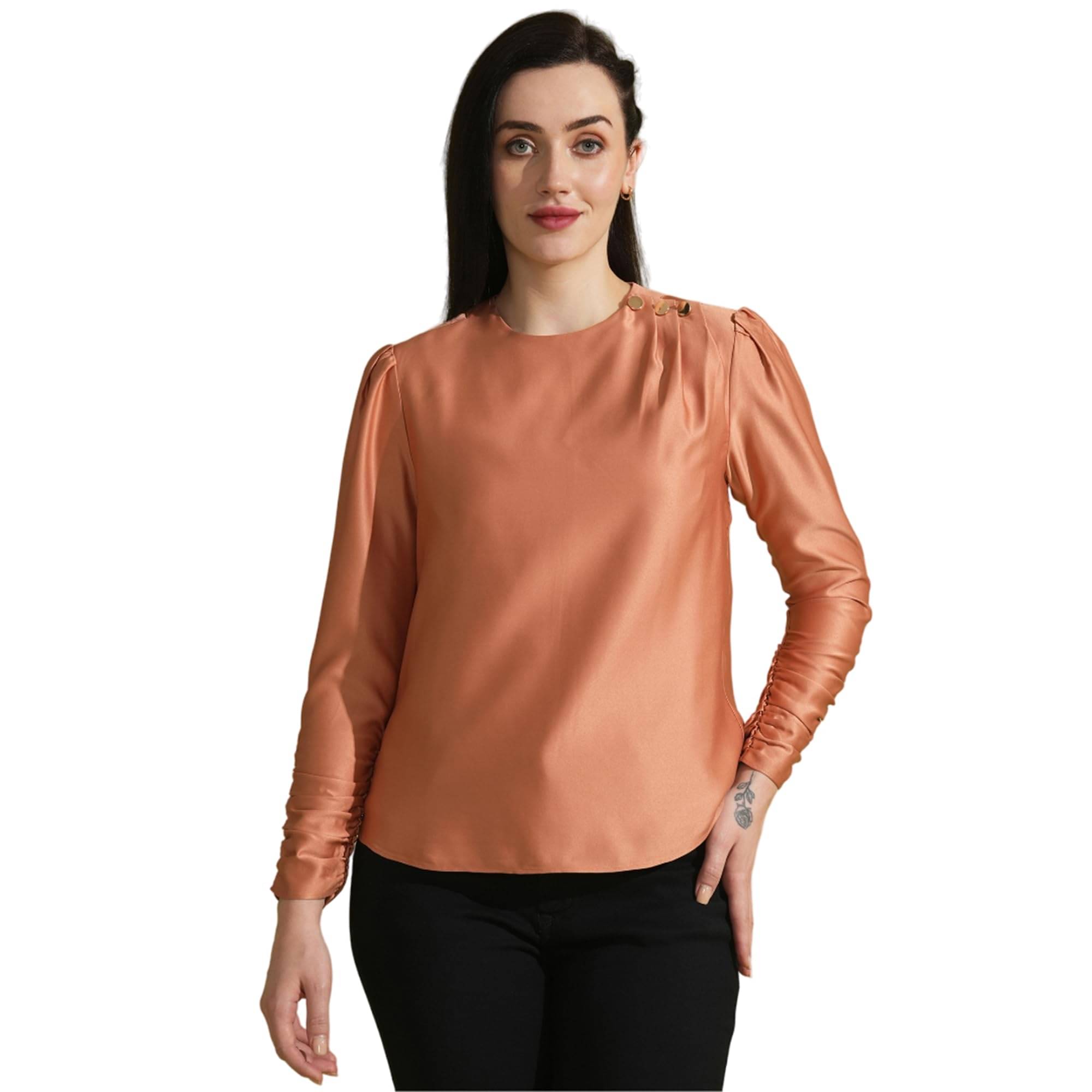 Globus Women's Satin Regular Top ( Red )     			Globus Women's Satin Regular Top ( Red )