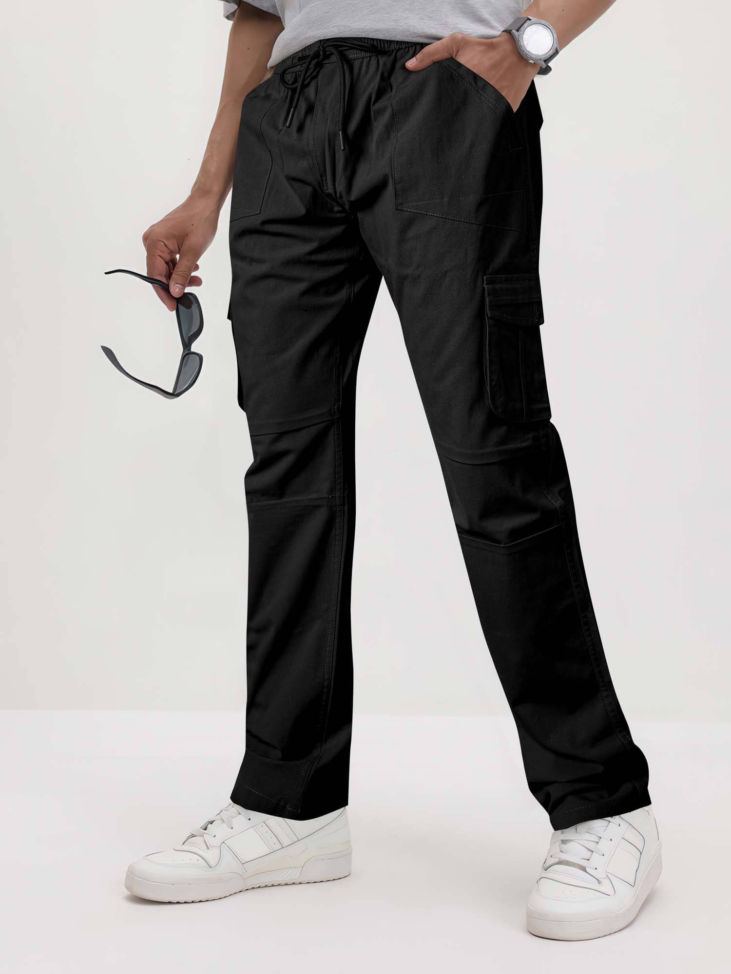     			JB JUST BLACK Relax Men's Cargos - Black ( Pack of 1 )