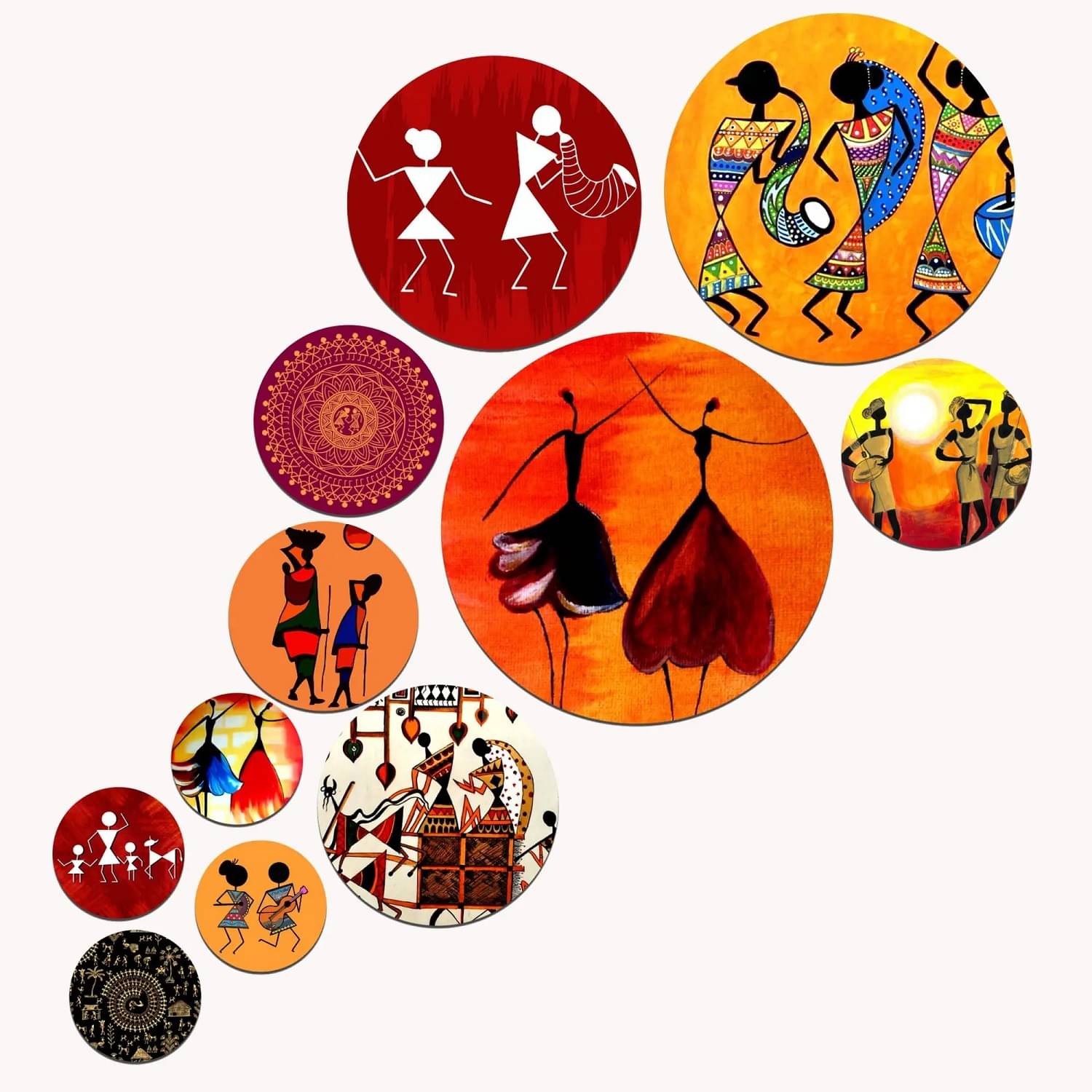     			KKArt Set Of 11 Modern Art Round Self Adhesive Wall Decor Gift Items For Living Room Digital Reprint 21 inch x 26 inch
