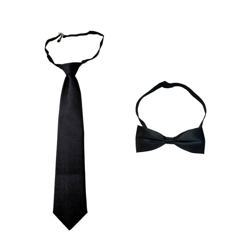     			Kaku Fancy Dresses Black-Tie Black Bow Set for Kids | Pre-Tied Adjustable Satin Bow Tie & Necktie for Kids Costume & Formal Accessory for Boys & Girls
