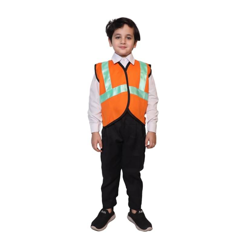 Kaku Fancy Dresses Community Helper Jacket Vest Role Play Career Outfit for Kids - Orangre, 3-4 YEARS, Unisex Kaku Fancy Dresses Community Helper Jacket Vest Role Play Career Outfit for Kids - Orangre, 3-4 YEARS, Unisex