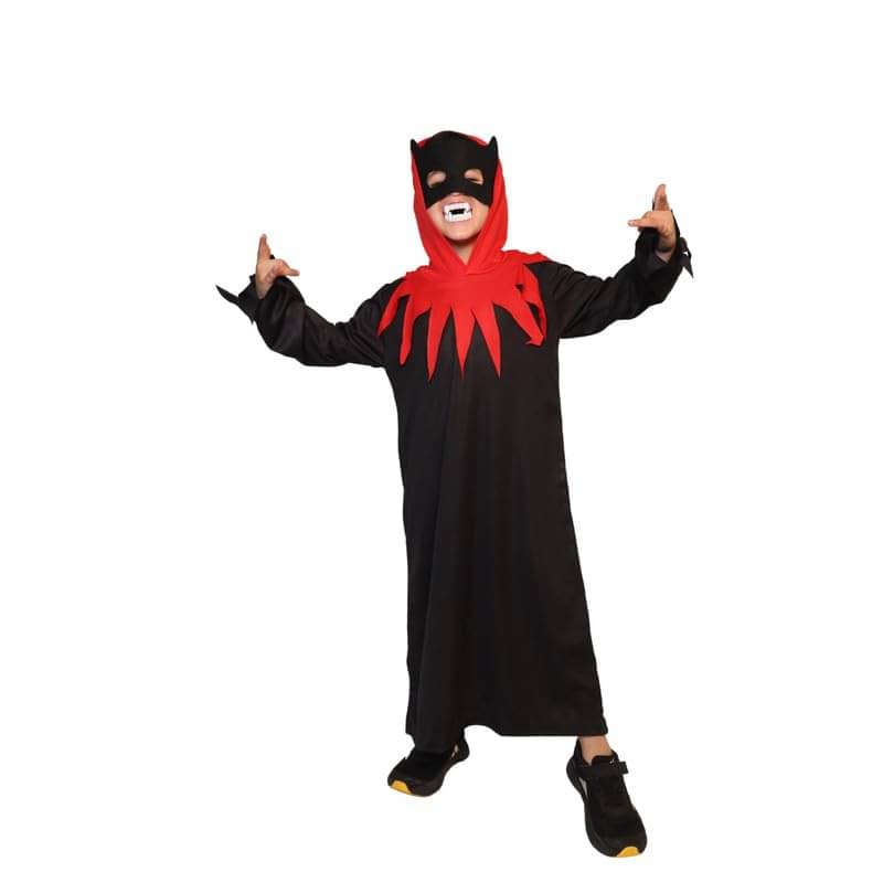 Kaku Fancy Dresses Dracula Outfit – Hooded Gown, Vampire Teeth & Mask Set     			Kaku Fancy Dresses Dracula Outfit – Hooded Gown, Vampire Teeth & Mask Set