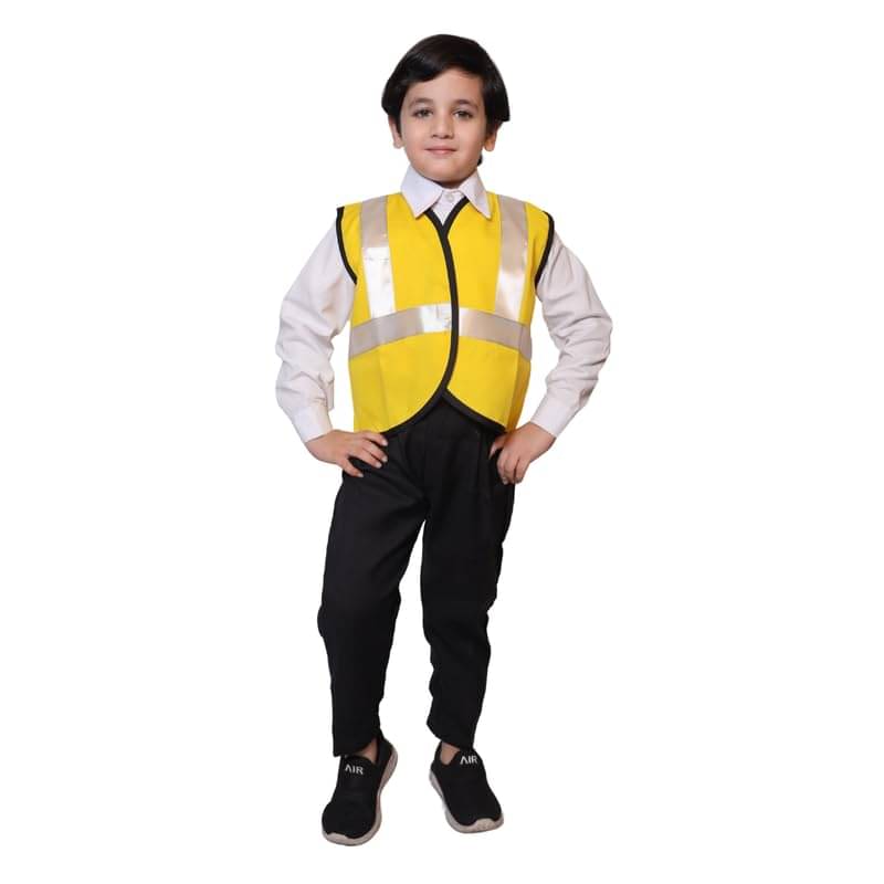     			Kaku Fancy Dresses Engineer Safety Jacket Vest Role Play Career Outfit for Kids - Yellow, 3-4 YEARS, Unisex