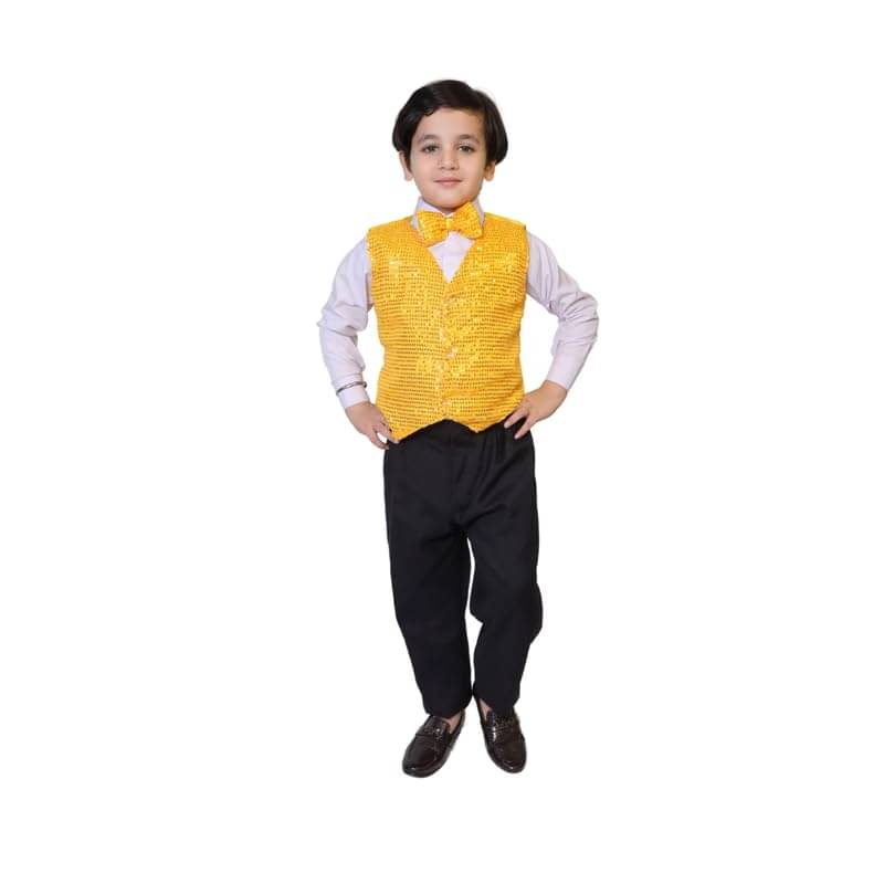 Kaku Fancy Dresses Waistcoat for Ballroom Dance Latin Dance Vest for Kids & Stage Shows - Yellow, 14-17 Years, Unisex     			Kaku Fancy Dresses Waistcoat for Ballroom Dance Latin Dance Vest for Kids & Stage Shows - Yellow, 14-17 Years, Unisex
