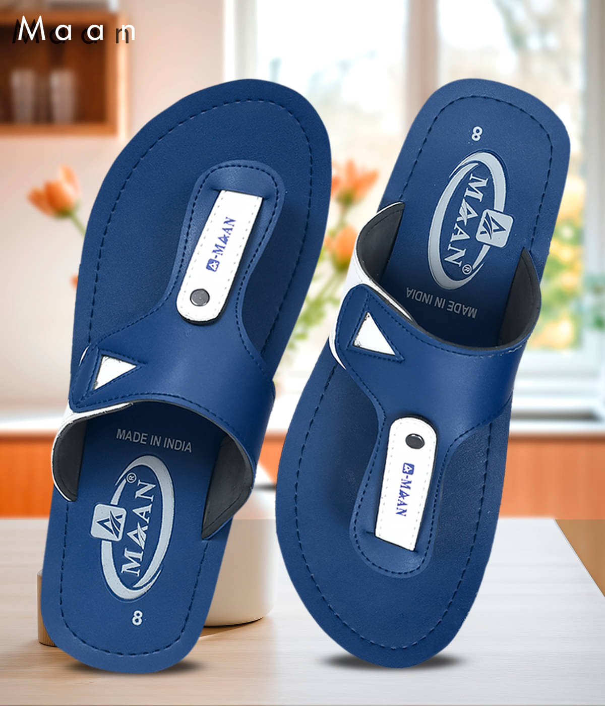     			MAAN Blue Men's Thong Flip Flop