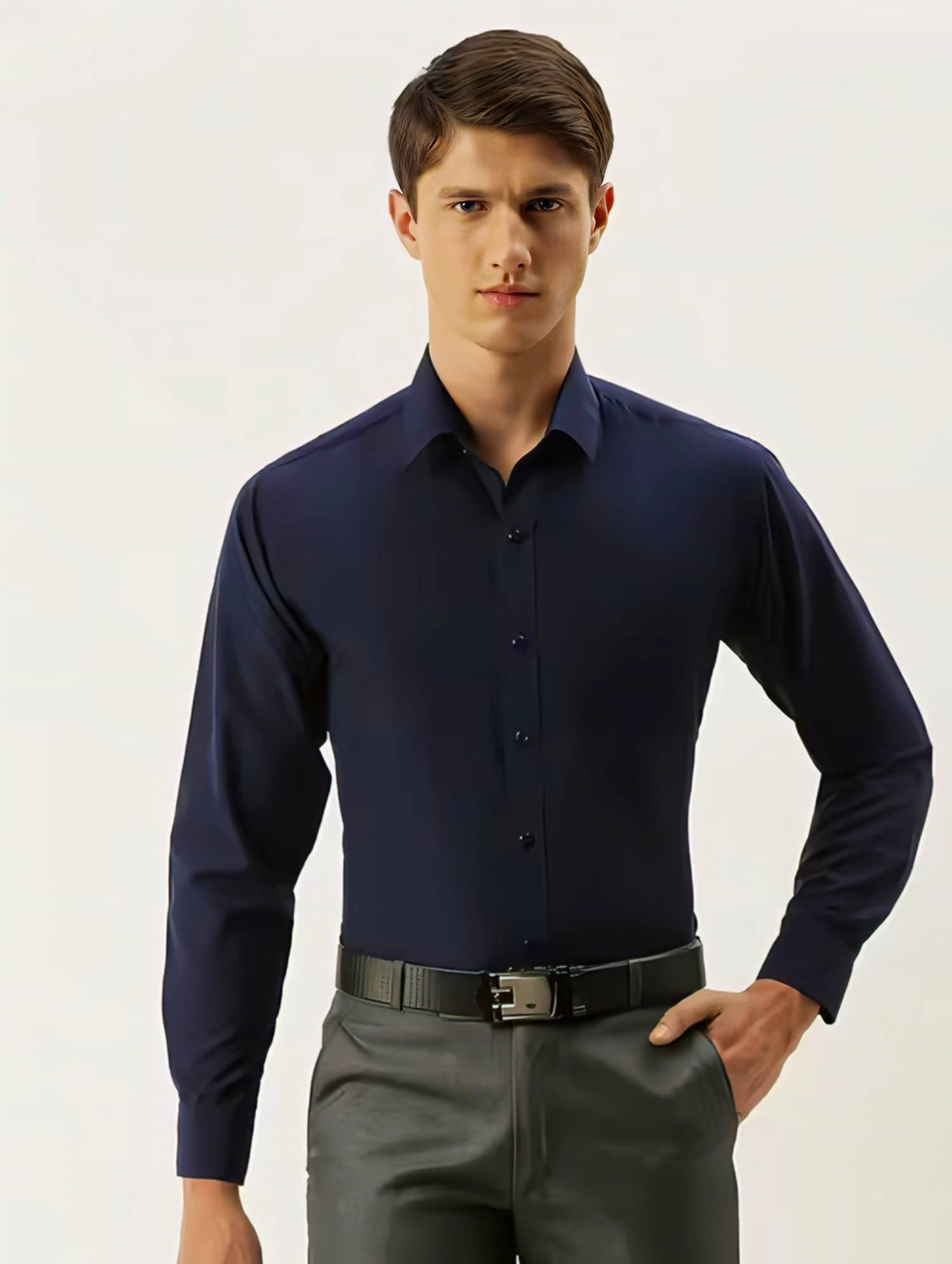     			MAAN Cotton Blend Regular Fit Solids Half Sleeves Men's Casual Shirt - Blue ( Pack of 1 )