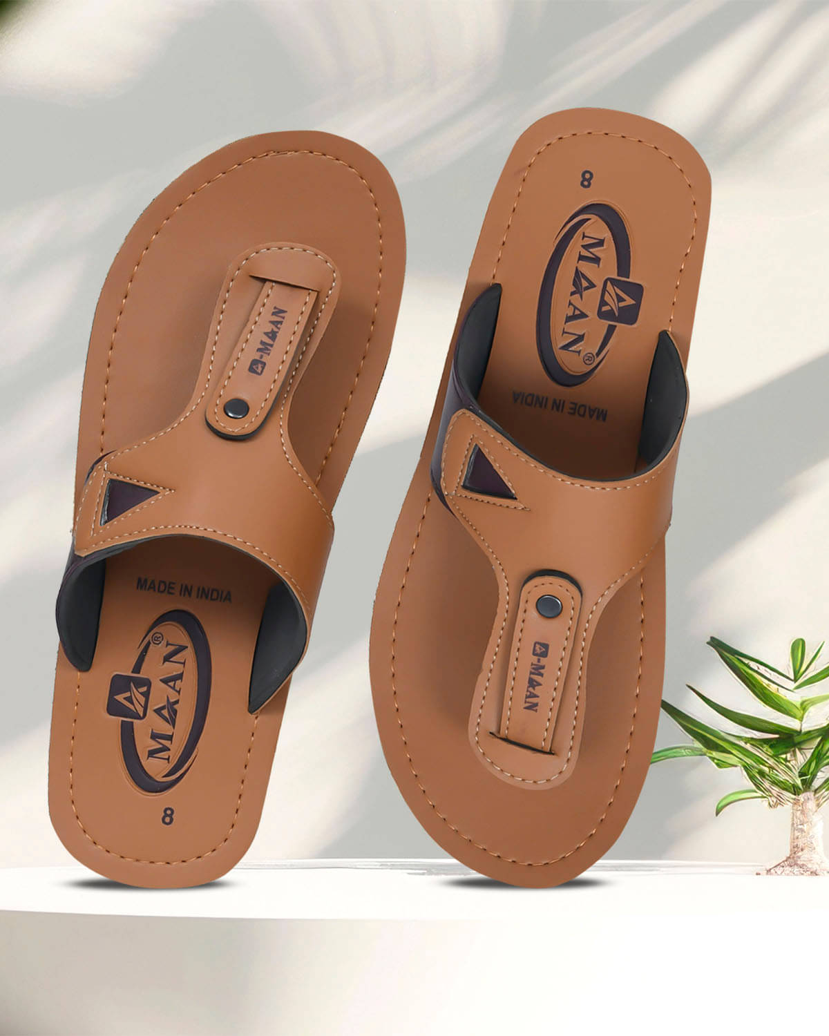     			MAAN Tan Men's Thong Flip Flop