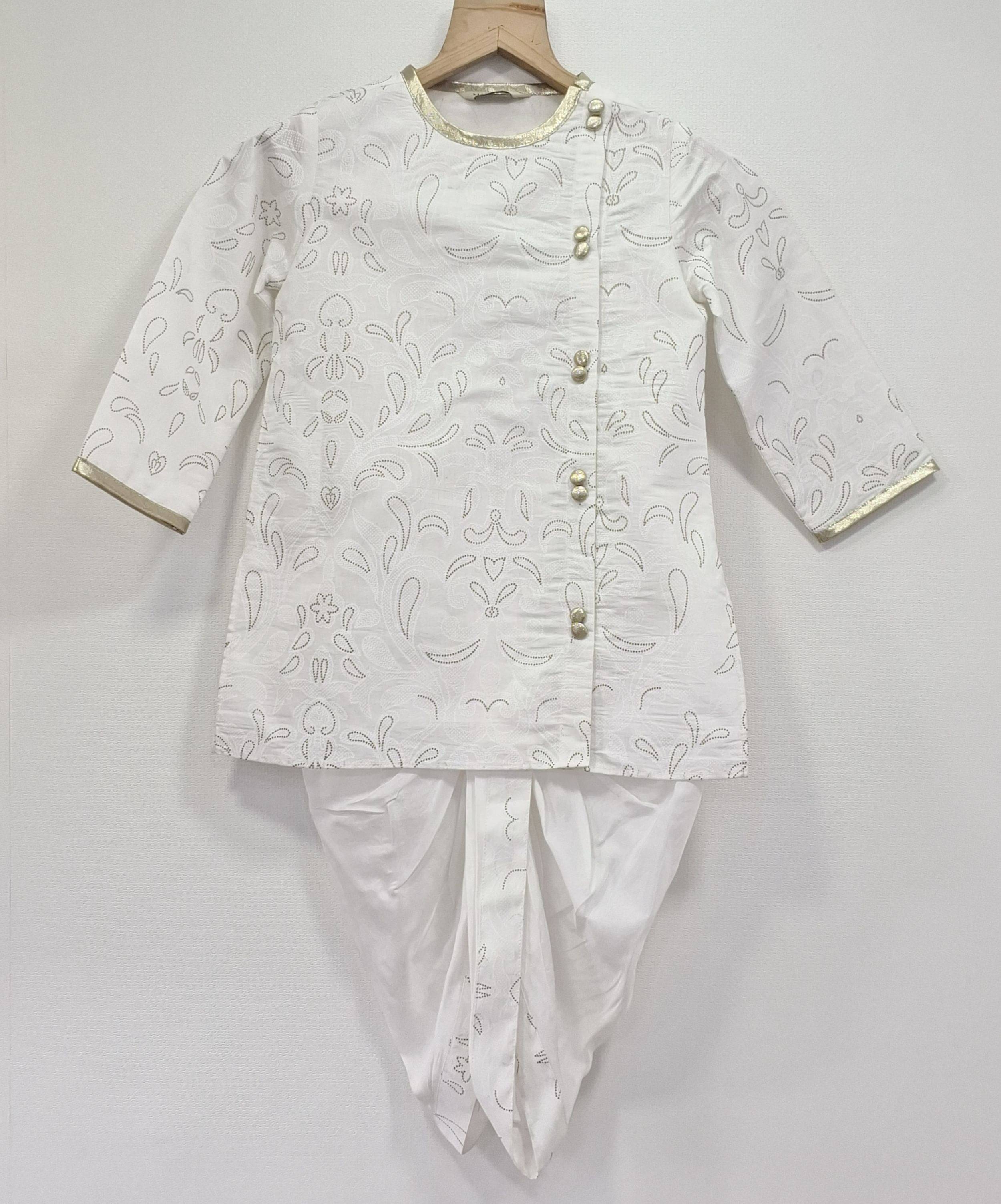     			MASTARANG Boys Cotton Off White Kurta Pyjama Set ( Pack of 1 )