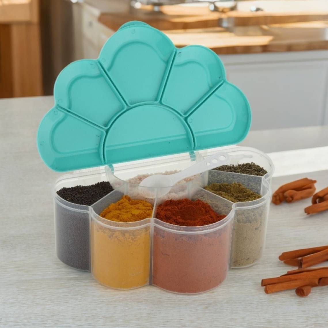 Metrolife 6 in 1 Container Plastic Green Spice Container ( Set of 1 ) Metrolife 6 in 1 Container Plastic Green Spice Container ( Set of 1 )