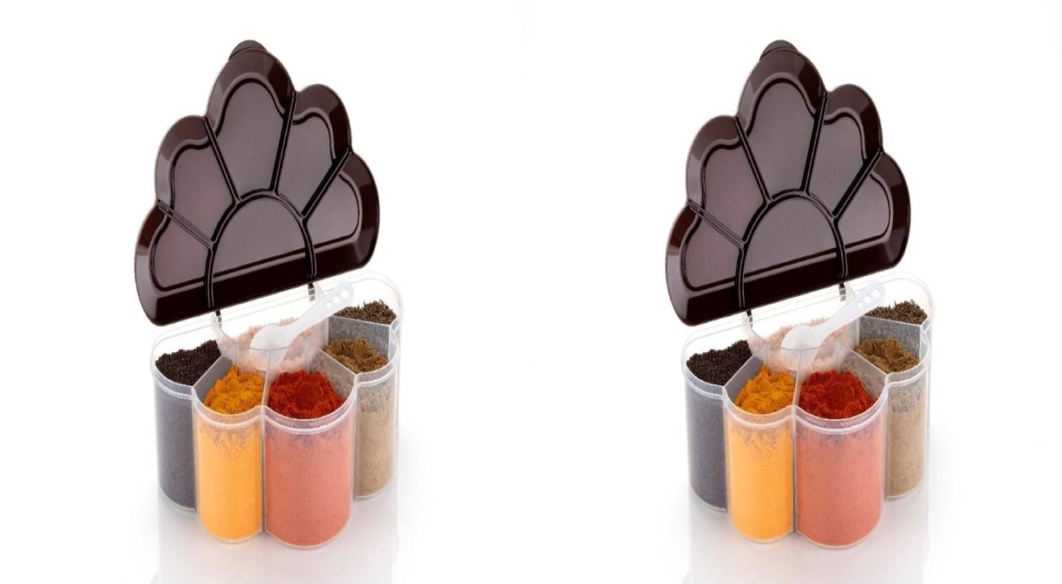 Metrolife 6 in 1 Container Plastic Brown Spice Container ( Set of 2 ) Metrolife 6 in 1 Container Plastic Brown Spice Container ( Set of 2 )