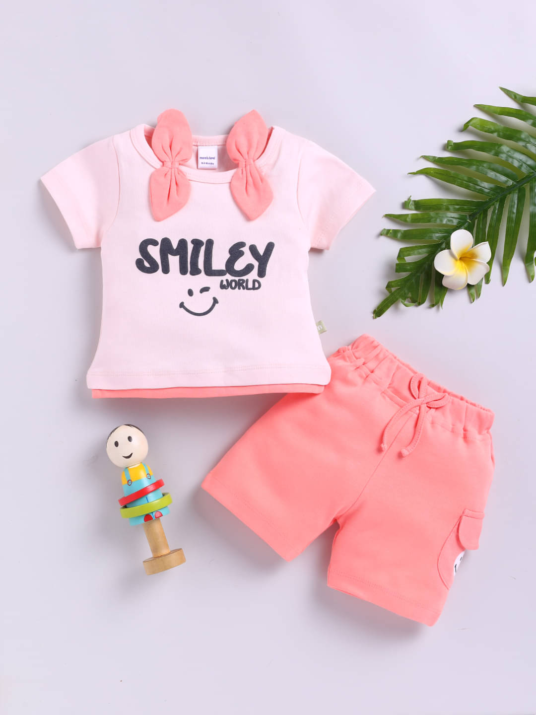     			Mom's Love Printed Pure Cotton Set and Suit For Infant Boys (Peach, Pack of 1)