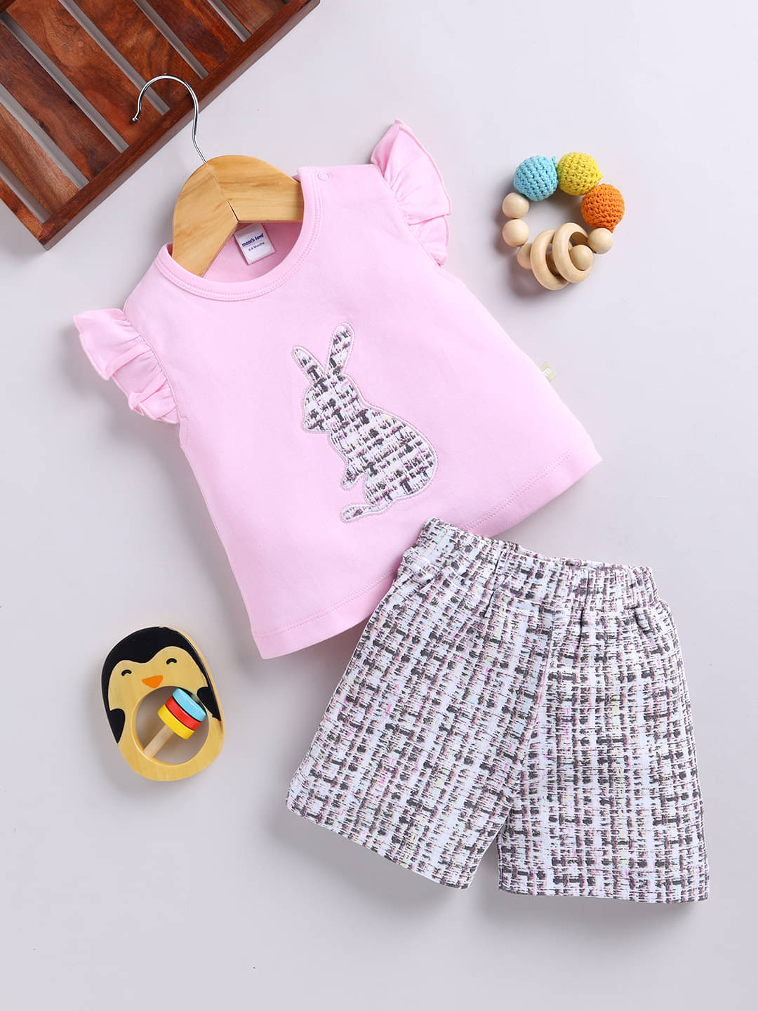     			Mom's Love Printed Pure Cotton Set and Suit For Infant Boys (Medium Pink, Pack of 1)