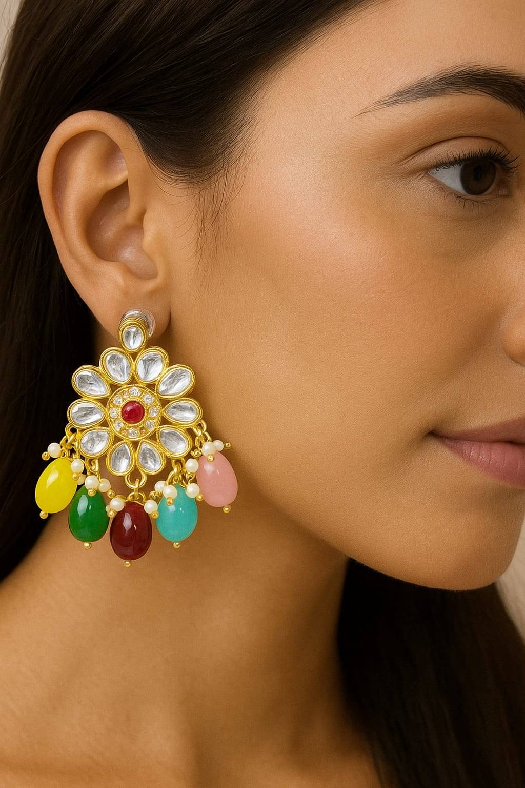     			NITASHA CREATIONS7 Multi Color Drop Earrings ( Pack of 1 )