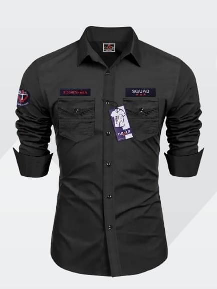     			Nexra Creation Cotton Blend Regular Fit Solids Full Sleeves Men's Casual Shirt - Black ( Pack of 1 )