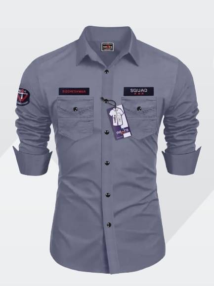    			Nexra Creation Cotton Blend Regular Fit Solids Full Sleeves Men's Casual Shirt - Grey ( Pack of 1 )