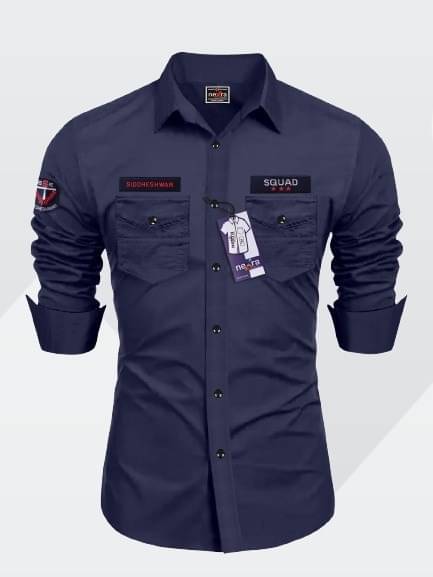     			Nexra Creation Cotton Blend Regular Fit Solids Full Sleeves Men's Casual Shirt - Navy Blue ( Pack of 1 )