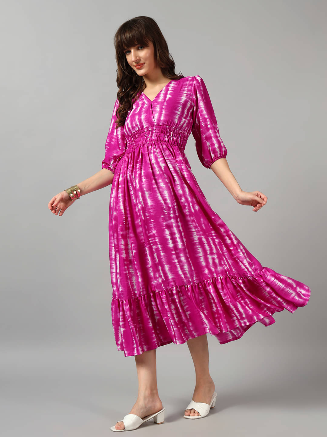     			RAIYANI FASHION Women Crepe Printed Fit & Flare Dress ( Lavender )