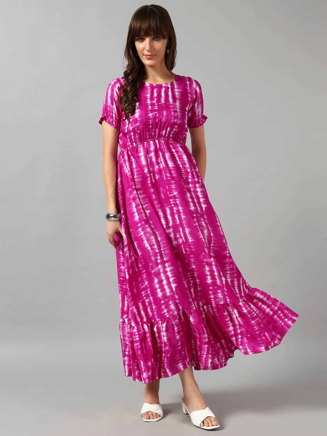     			RAIYANI FASHION Women Crepe Printed Fit & Flare Dress ( Lavender )