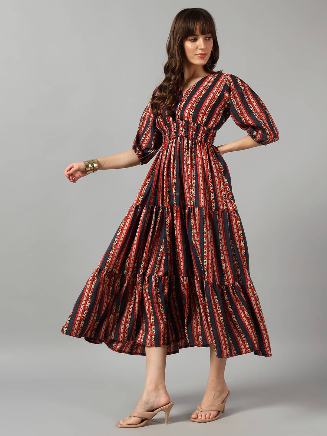     			RAIYANI FASHION Women Crepe Printed Fit & Flare Dress ( Black )