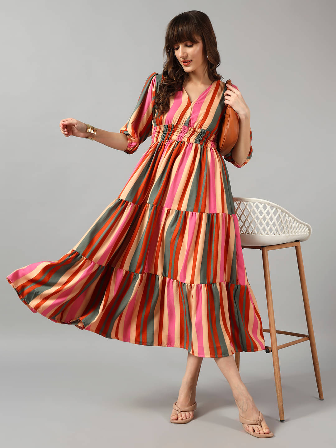     			RAIYANI FASHION Women Crepe Printed Fit & Flare Dress ( Multi Color )