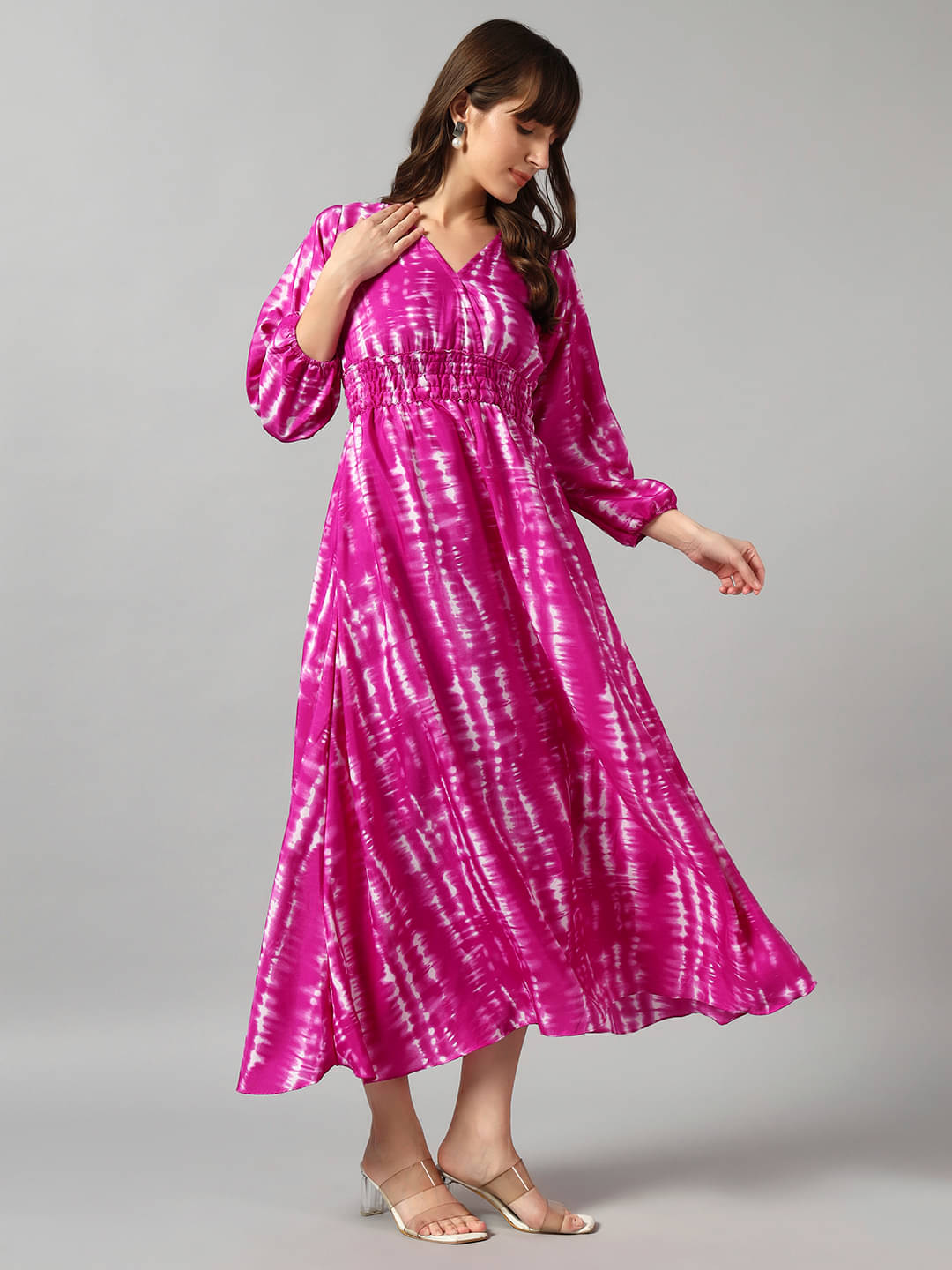     			RAIYANI FASHION Women Crepe Printed Fit & Flare Dress ( Lavender )
