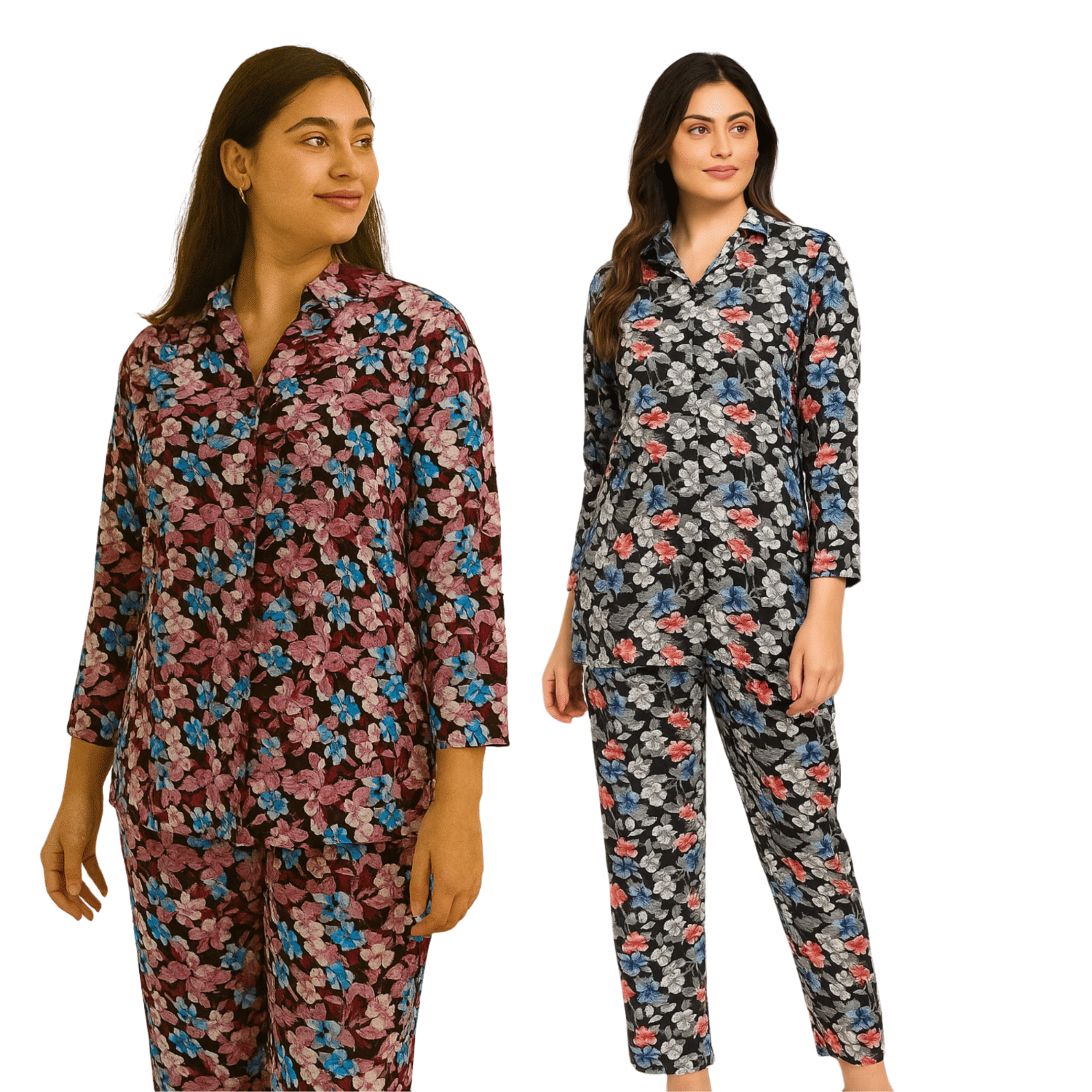     			Ridaa Women Printed Shirt With Joggers Co-Ord Set ( Multicolor )