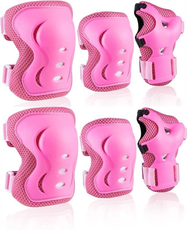     			Secure Hybrid Protective Gear Set - Knee, Elbow, and Wrist Guards with HDPE Shell, Polyester Mesh, EVA Foam & Soft PU Cushioning for Skating, Cycling