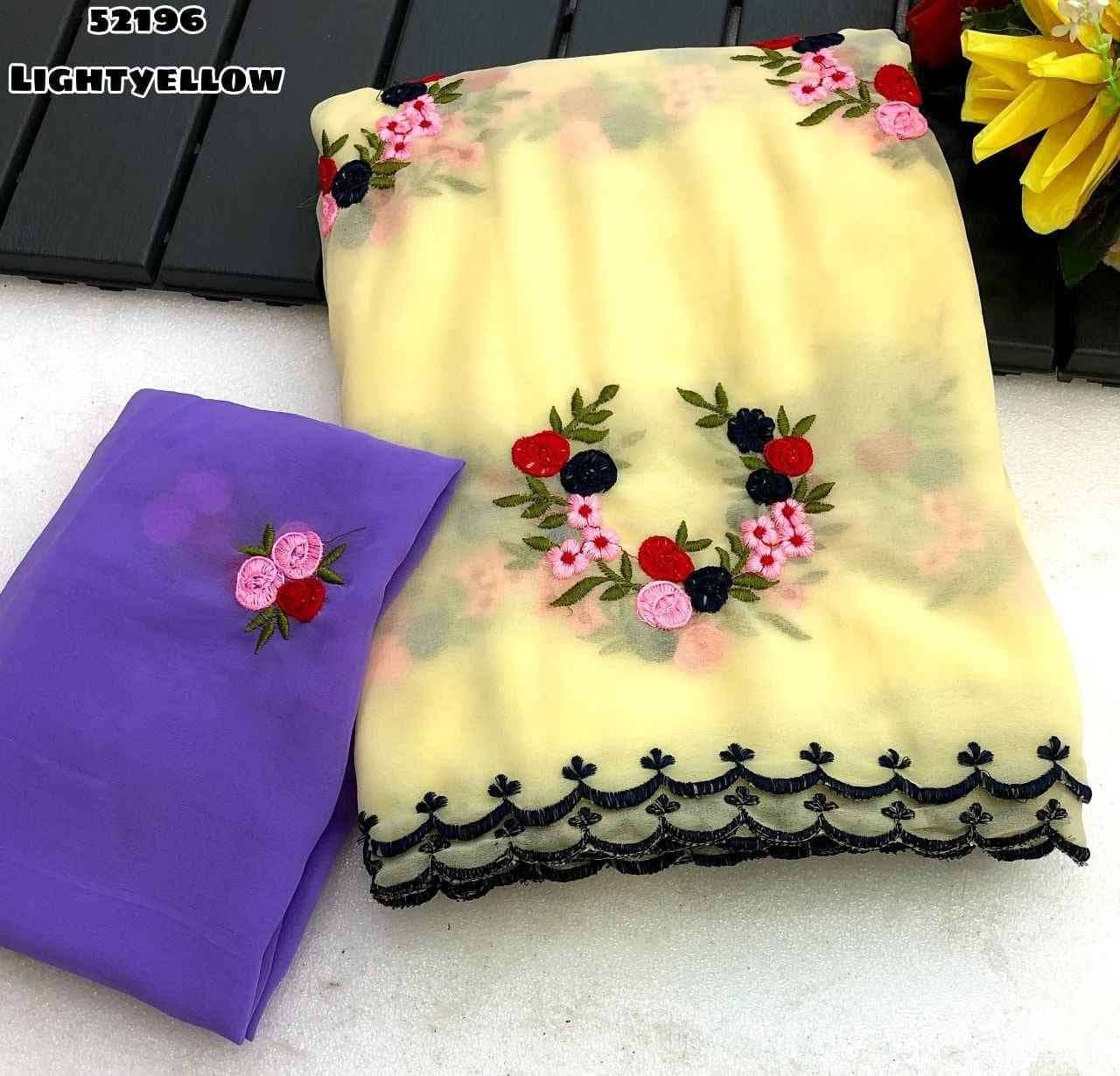 Shree Shyam Fashion Georgette Embroidered Bhagalpuri Saree With Unstitched Blouse Piece ( Yellow ) Shree Shyam Fashion Georgette Embroidered Bhagalpuri Saree With Unstitched Blouse Piece ( Yellow )