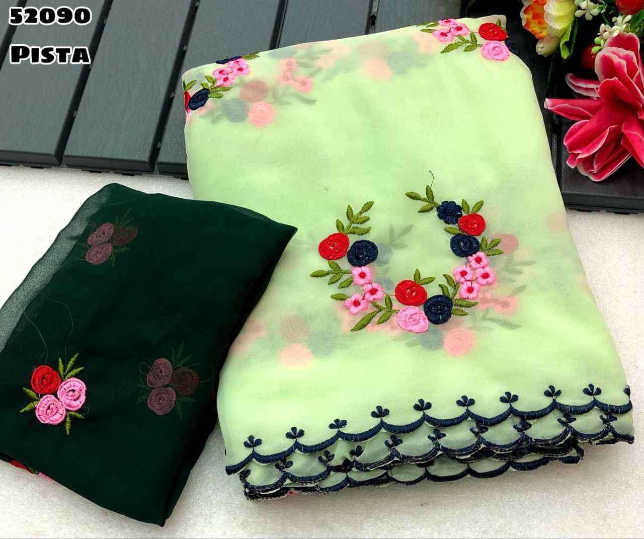 Shree Shyam Fashion Georgette Embroidered Bhagalpuri Saree With Unstitched Blouse Piece ( Green )     			Shree Shyam Fashion Georgette Embroidered Bhagalpuri Saree With Unstitched Blouse Piece ( Green )