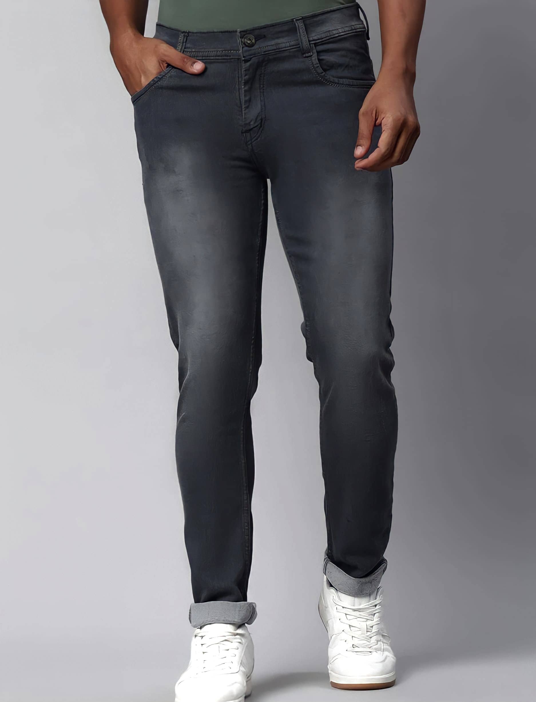 Sindon Regular Fit Faded Men's Jeans - Black ( Pack of 1 ) - Jeans | Buy online on ZillyBuy