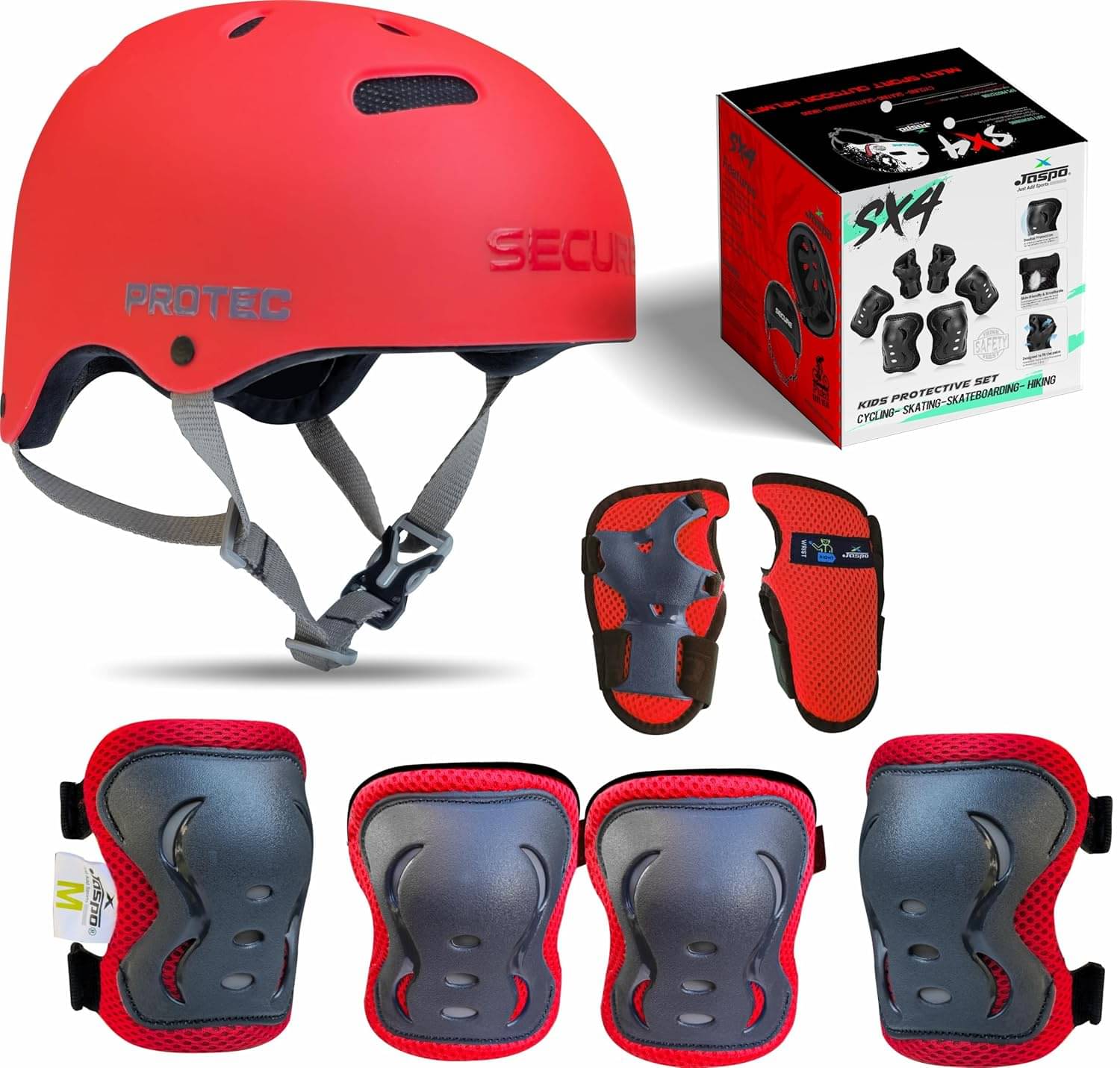     			Sx 4 Ultra Protective Set for Skating, Cycling Helmet Set with Knee Pads Elbow Pads Wrist Guards, Adjustable Helmet, Protective Gear Set for Bicycle Roller Skating Skateboarding
