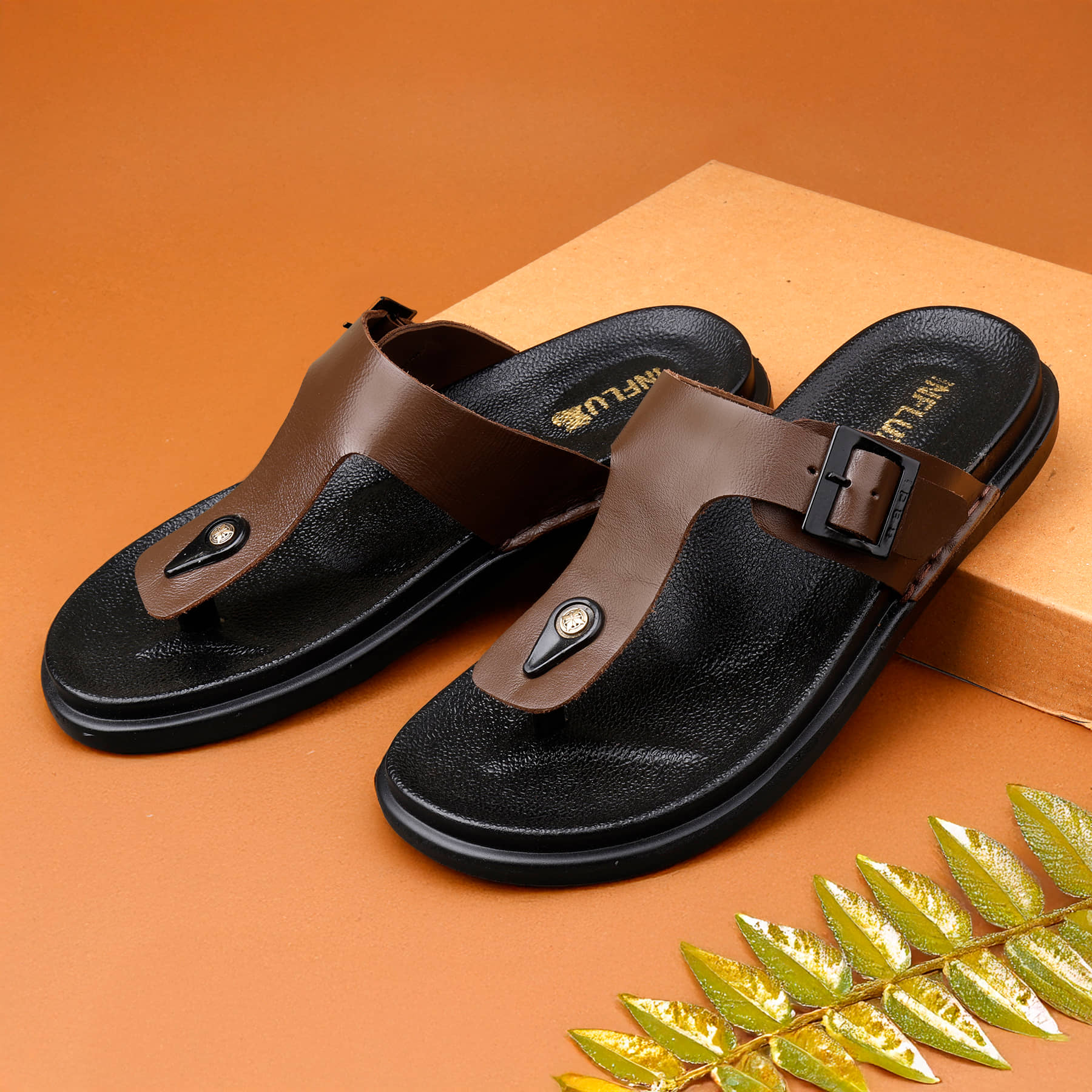 TR Brown Men's Leather Slipper