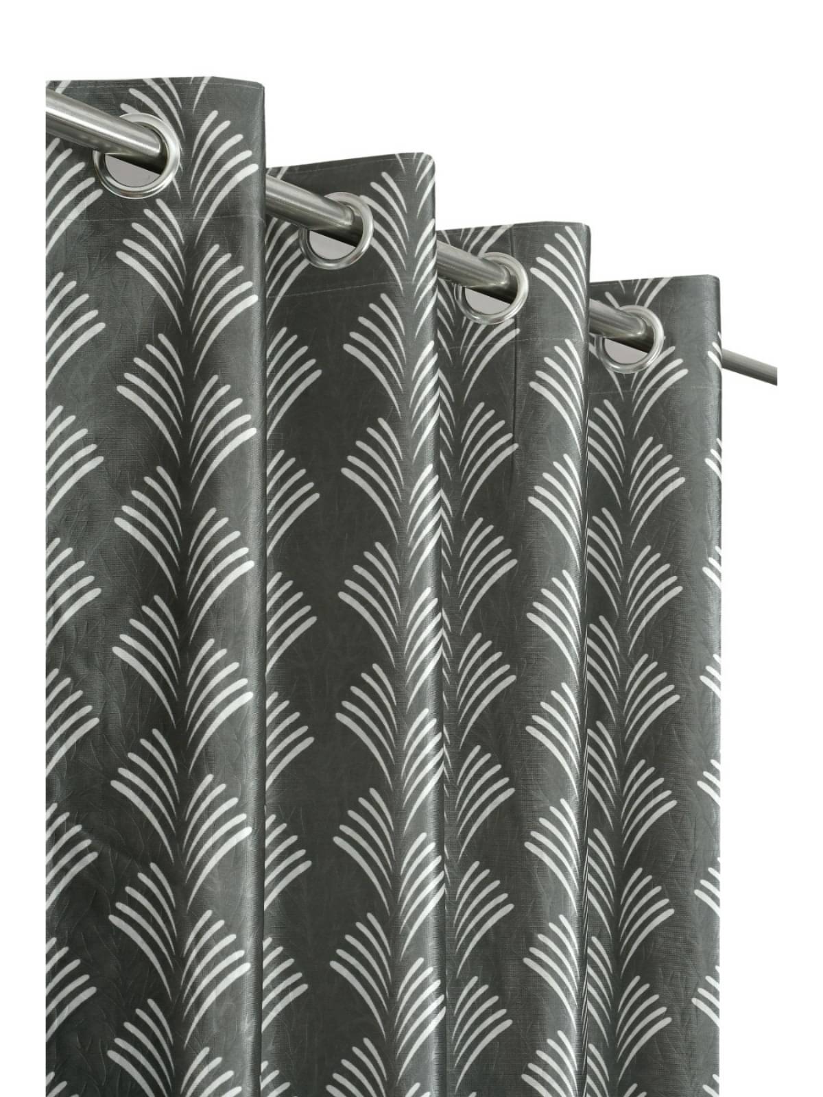     			UrbanArts Floral Printed Room Darkening Eyelet Curtain 5 ft ( Pack of 1 ) - Grey