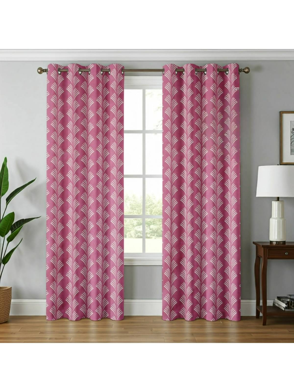 UrbanArts Floral Printed Room Darkening Eyelet Curtain 5 ft ( Pack of 2 ) - Pink     			UrbanArts Floral Printed Room Darkening Eyelet Curtain 5 ft ( Pack of 2 ) - Pink