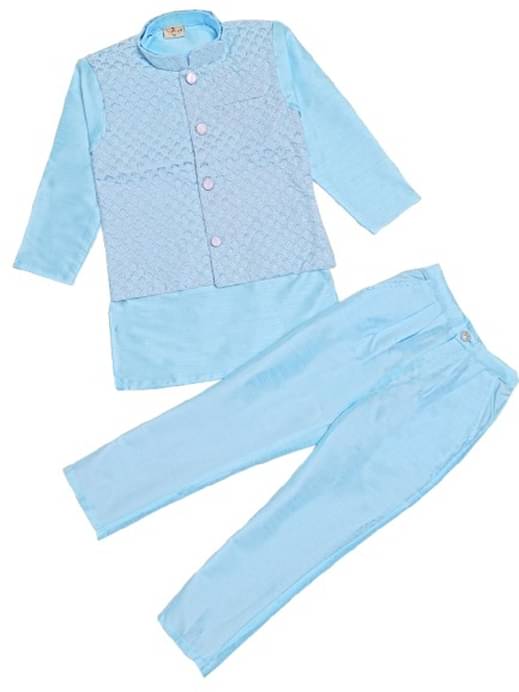 VIONU Baby Boys Silk Blue Kurta Pyjama Set ( Pack of 1 ) VIONU Baby Boys Silk Blue Kurta Pyjama Set ( Pack of 1 )