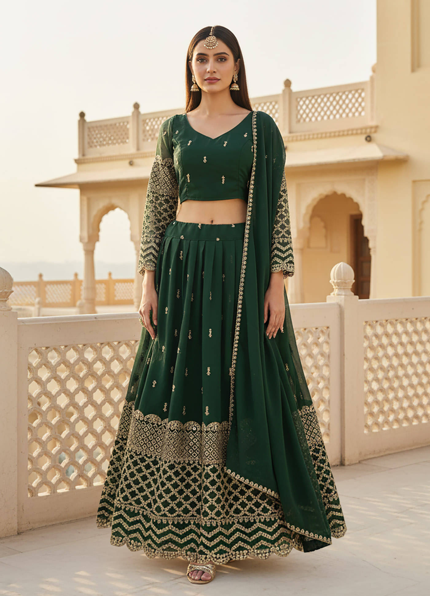 kedar fab Women Georgette Circular Semi Stitched Lehenga Choli ( Green ) kedar fab Women Georgette Circular Semi Stitched Lehenga Choli ( Green )