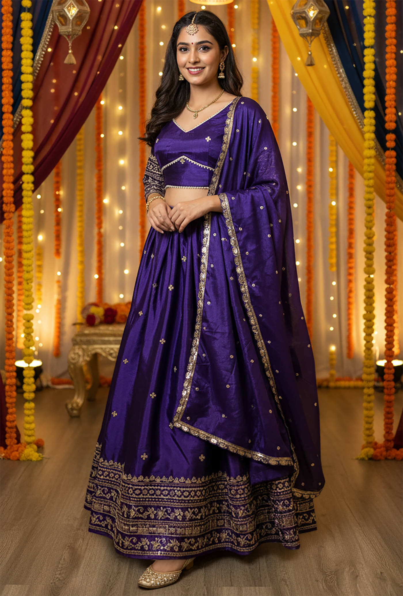 kedar fab Women Silk Circular Semi Stitched Lehenga Choli ( Purple ) kedar fab Women Silk Circular Semi Stitched Lehenga Choli ( Purple )