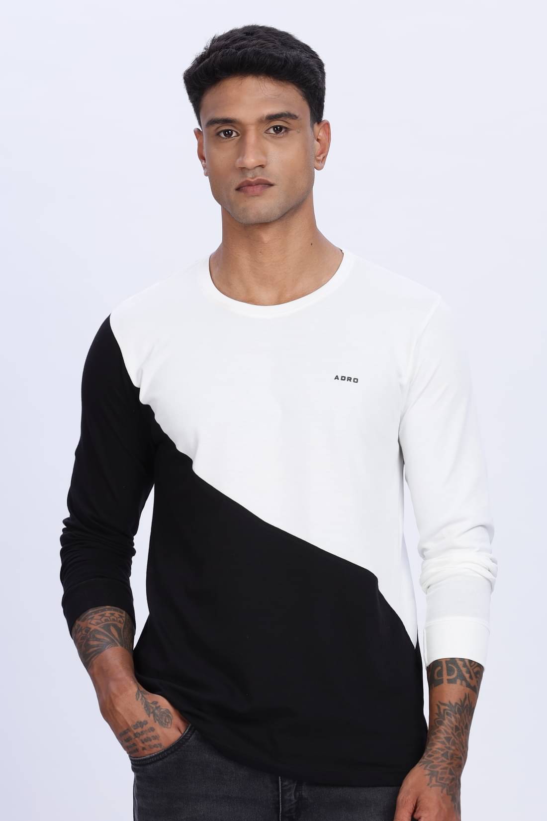 Adro Men Cotton Blend Regular Fit Colorblock T-Shirt ( Multicolor5 )     			Adro Men Cotton Blend Regular Fit Colorblock T-Shirt ( Multicolor5 )