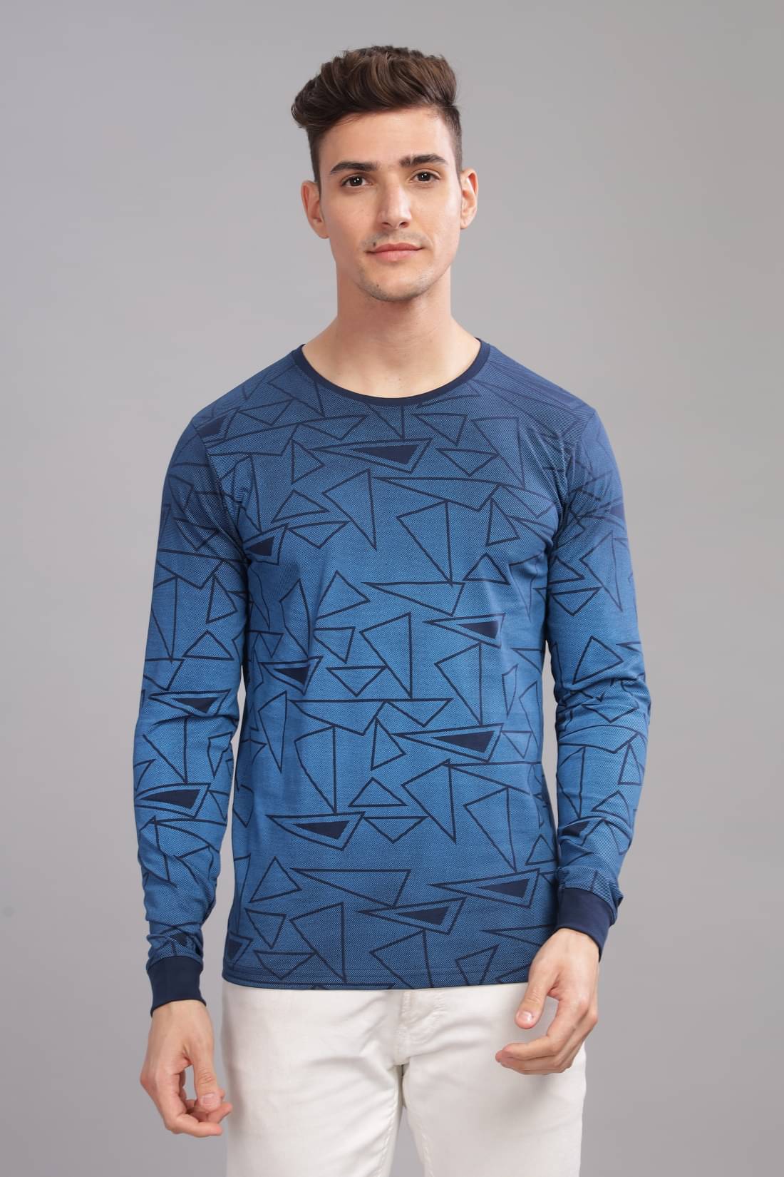 Adro Men Cotton Blend Regular Fit Printed T-Shirt ( Blue ) Adro Men Cotton Blend Regular Fit Printed T-Shirt ( Blue )