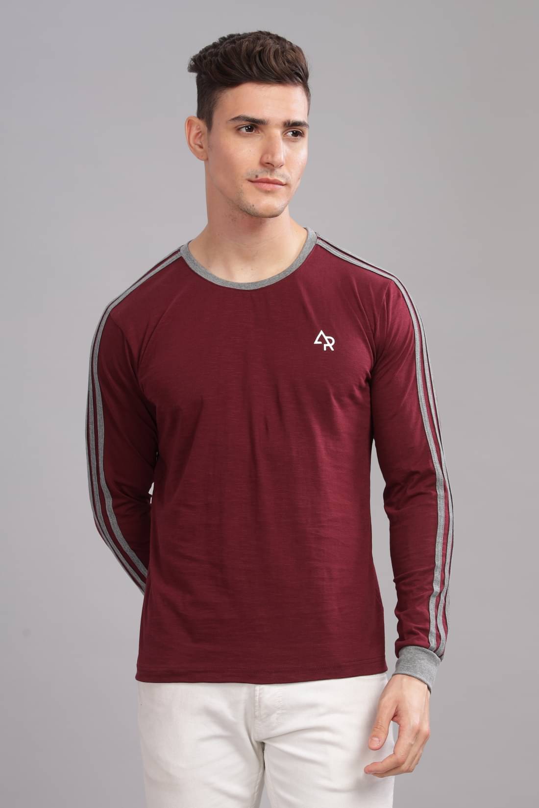     			Adro Men Cotton Blend Regular Fit Colorblock T-Shirt ( Maroon )
