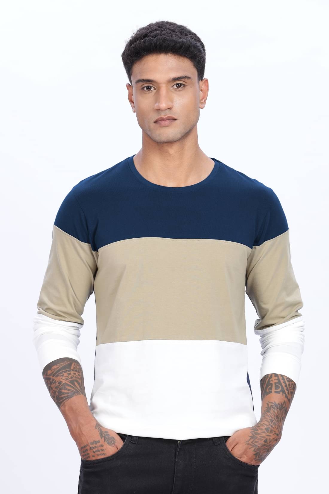 Adro Men Cotton Blend Regular Fit Colorblock T-Shirt ( Multicolor2 ) Adro Men Cotton Blend Regular Fit Colorblock T-Shirt ( Multicolor2 )